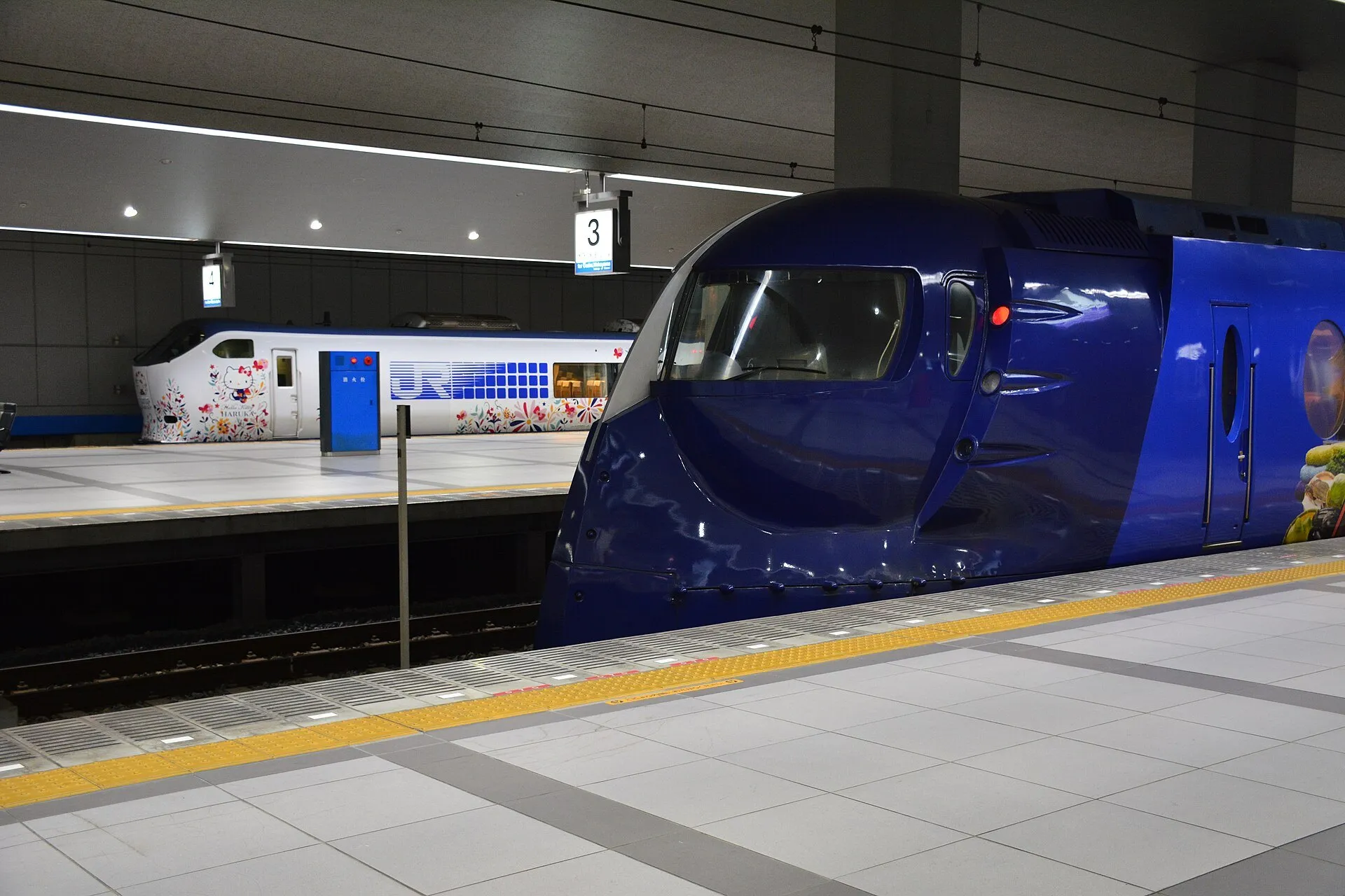 The blue Rapi:t express at Kansai Airport Station